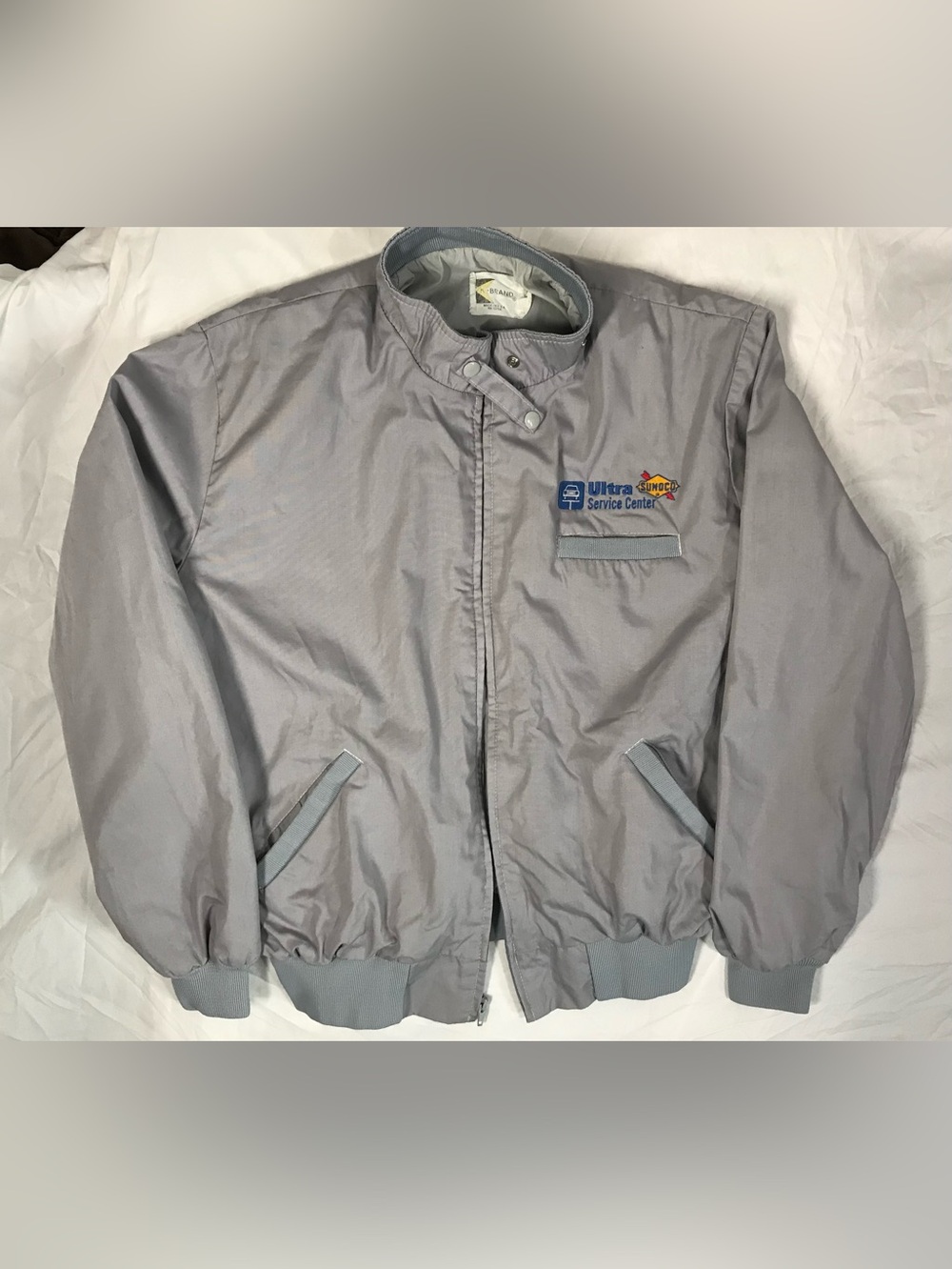 K-Brand Sunoco Ultra Logo Bomber Jacket Gray Full Zip Lined Men’s XL‎